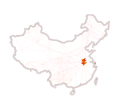 Skizzierte China‑Karte mit Linien, die Marktvernetzung symbolisieren.