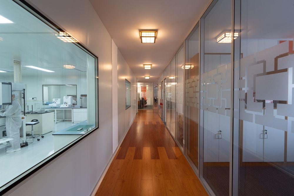 Corridor and laboratory