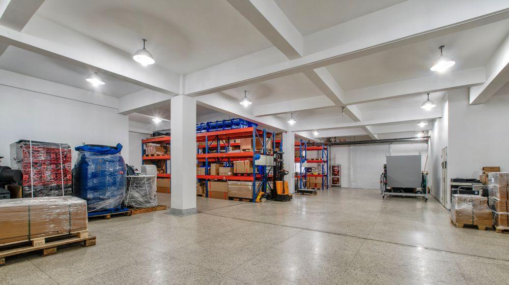 Warehouse with shelves